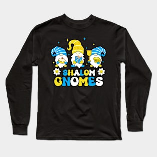 Shalom Gnomes Groovy Jew Hanukkah Pajamas Chanukah Men Women Long Sleeve T-Shirt